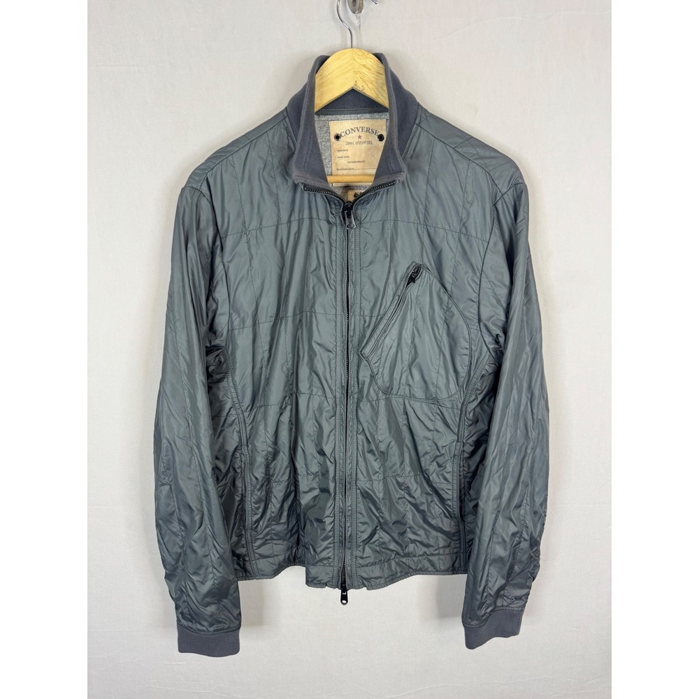 Converse John Varvatos Grey‎ Quilted Bomber Jacket Nylon Mens Large 383435